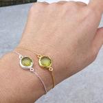 Silberne Edelstein Armbänder Matte aus Gold mit Peridot für Damen 