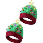 Reduzierte Bunte Strickmützen mit Weihnachts-Motiv mit Perlen mit Knopf für Herren für den für den Winter 