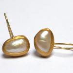 Goldene Ohrhänger aus Gold 18 Karat mit Echte Perle handgemacht 
