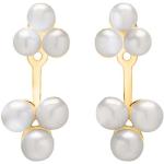 Goldene UNIQUE Perlenohrstecker aus Silber mit Echte Perle für Damen 