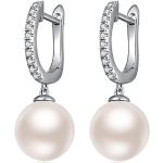 Silberne Perlenohrringe mit Echte Perle für Damen 