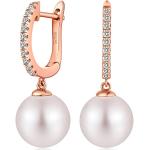 Nickelfreie Silberne Perlenohrstecker aus Rosegold mit Echte Perle für Damen 