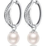 Reduzierte Silberne Perlenohrringe mit Echte Perle für Damen 