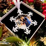 Silberne Foto Weihnachtskugeln personalisiert 