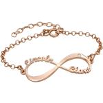 Silberne Infinity Armbänder & Unendlich Armbänder vergoldet aus Rosegold mit Diamant personalisiert für Damen 