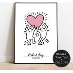 Personalisierter Love Pop Art Print | Keith Haring, Minimalistisch, Hochzeit, Jahrestag, Verlobungsgeschenk A5, A4, A3 Custom