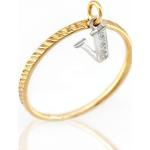 Goldene Goldringe aus Gold 14 Karat mit Diamant handgemacht für Damen 