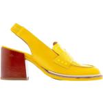 Gelbe Lack-Optik Pertini Slingback Pumps aus Lackleder für Damen Größe 38 