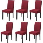Bordeauxrote Moderne Stuhlhussen aus Polyester maschinenwaschbar 6-teilig 