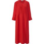 Rote 3/4-ärmelige Nachhaltige Sommerkleider mit Tiermotiv aus Leinen maschinenwaschbar für Damen Größe S für den für den Sommer 