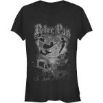 Schwarze Kurzärmelige Peter Pan T-Shirts aus Baumwolle für Damen Größe L 