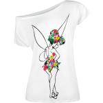 Weiße Peter Pan Tinkerbell Rundhals-Ausschnitt T-Shirts mit Fee-Motiv für Damen Größe XXL für den für den Sommer 