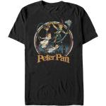 Schwarze Kurzärmelige Peter Pan T-Shirts aus Baumwolle Größe L 