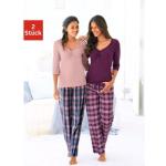 Rosa Karo Vivance Dreams Nachhaltige Pyjamas lang aus Baumwolle für Damen Größe XS 