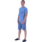 Dunkelblaue Pyjamas kurz aus Baumwolle für Herren Größe 6 XL für den für den Sommer 
