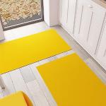 Gelbe Unifarbene Rechteckige Küchenteppiche & Küchenläufer aus Baumwolle rutschfest 