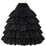 Schwarze Vintage Damenpetticoats mit Rüschen mit Klettverschluss aus Taft Größe S 