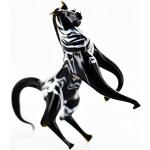 Pferd Figur aus Glas - Glasfigur Schwarz Weiß Wildpferd - Glastier Deko Vitrine