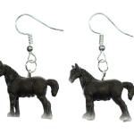 Schwarze Pferde Ohrringe mit Tiermotiv versilbert 