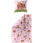 Pferdefreunde Kinderbettwäsche »Pferde«, Renforce, 100 % Baumwolle, pflegeleicht, rosa