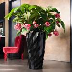 Schwarze Lechuza Pflanzkübel & Blumentöpfe matt aus Kunststoff mit Wasserspeicher 
