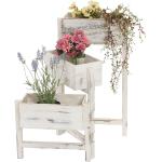 Weiße Vintage MCW Blumenständer aus Holz Breite 100-150cm, Höhe 100-150cm, Tiefe 0-50cm 