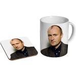 Phil Collins Early Keramik-Kaffeetasse + Untersetzer, Geschenk-Set