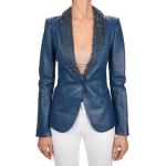Blaue Philipp Plein Couture Übergangsjacken mit Nieten aus Leder für Damen Größe S 