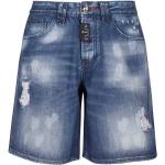 Reduzierte Blaue Philipp Plein Jeans-Shorts aus Baumwolle für Herren für den für den Sommer 