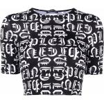 Reduzierte Schwarze Gothic Kurzärmelige Philipp Plein T-Shirts aus Polyamid für Damen Größe M 