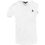 Reduzierte Weiße Kurzärmelige Philipp Plein V-Ausschnitt T-Shirts aus Baumwolle für Herren Größe S für den für den Sommer 