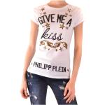 Reduzierte Weiße Kurzärmelige Philipp Plein T-Shirts aus Baumwolle für Damen Größe M 
