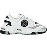 Weiße Philipp Plein Low Sneaker mit Schnürsenkel aus Kalbsleder für Herren Größe 45 