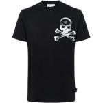 Schwarze Gothic Philipp Plein T-Shirts aus Leder für Herren Größe M 