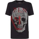 Philipp Plein, Schwarzes Platinum Cut T-Shirt mit Totenkopf und Buchstaben Black, Herren, Größe: S