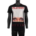 Schwarze Philipp Plein Playboy T-Shirts für Herren Größe M 