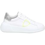 Reduzierte Weiße Bestickte Philippe Model Low Sneaker mit Glitzer aus Kalbsleder für Damen Größe 36 mit Absatzhöhe 3cm bis 5cm 