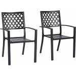 Reduzierte Schwarze Gartenstühle Metall aus Polyrattan stapelbar Breite 50-100cm, Höhe 50-100cm, Tiefe 50-100cm 2-teilig 
