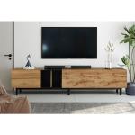 Reduzierte Braune Industrial TV-Lowboards & Fernsehtische aus Holz Breite 150-200cm, Höhe 0-50cm, Tiefe 0-50cm 