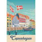 Grüne Vintage Nachhaltige Poster mit Kopenhagen-Motiv 100x150 