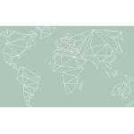 Photocircle Poster / Leinwandbild - Weltkarte - geometrical WORLD map - pastel sage green