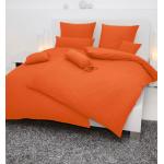 Orange Unifarbene Seersucker Bettwäsche aus Seersucker schnelltrocknend 155x220 
