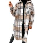 Khakifarbene Vintage Wasserdichte Winddichte Maxi Trenchcoats lang mit Reißverschluss aus Softshell mit Kapuze für Damen Größe M für den für den Herbst 