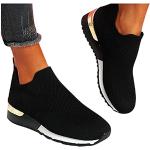 Schwarze Elegante Slip-on Sneaker mit Glitzer ohne Verschluss aus Leder orthopädisch für Damen Größe 37 