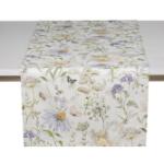 Lavendelfarbene Blumenmuster Pichler Tischläufer aus Holz maschinenwaschbar 
