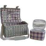 Picknickkorb ‘Folldal’ Komplettsett mit Isoliertasche für 2 Personen Weide 40 x 28 x 25 cm Lila / Beige