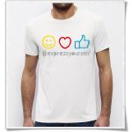 Weiße Motiv Emoji Nachhaltige T-Shirts aus Baumwolle für Herren Größe M 
