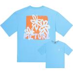 Blaue Blumenmuster Streetwear Bio T-Shirts für Damen Größe S für den für den Frühling 