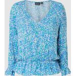 Blaue Langärmelige Pieces Nachhaltige V-Ausschnitt Peplum-Shirts & Schößchen-Shirts für Damen Größe XS 