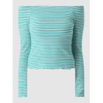 Reduzierte Grüne Gestreifte Pieces Cropped Shirts aus Baumwollmischung Cropped für Damen Größe XS 